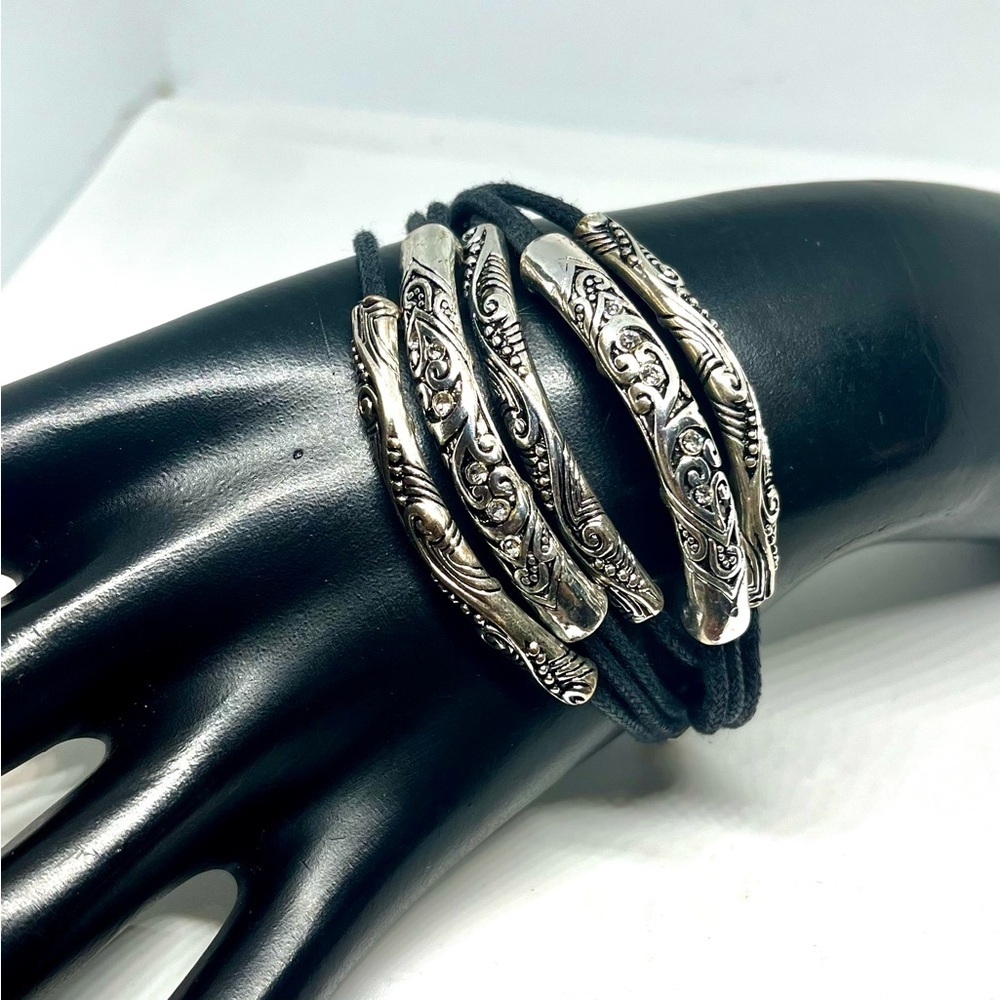 Boho-Style Cord Silver Bracelet